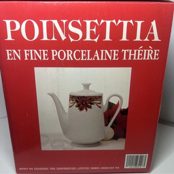 Poinsettia Christmas Teapot Coffee Pot Fine Porcelain drink pitcher floral - Picture 7 of 10